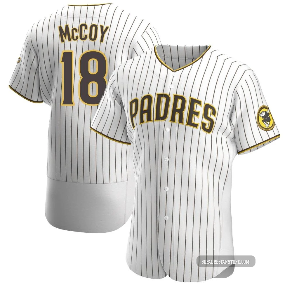 San Diego Padres ＃18 Mason McCoy Men's White/Brown Authentic Home Jersey