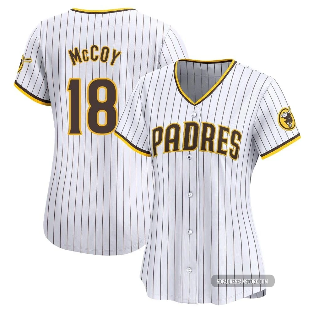 San Diego Padres ＃18 Mason McCoy Women's White Limited Home Jersey