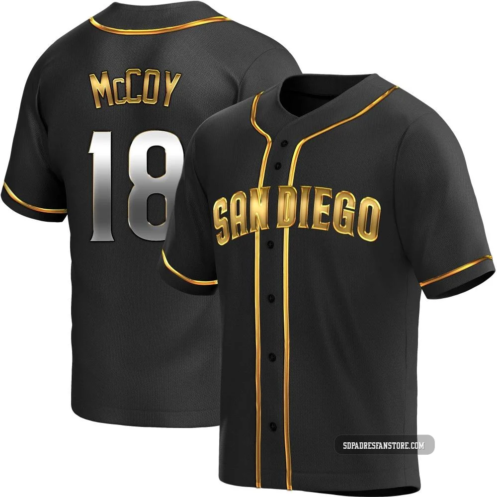 San Diego Padres ＃18 Mason McCoy Youth Gold Replica Black en Alternate Jersey