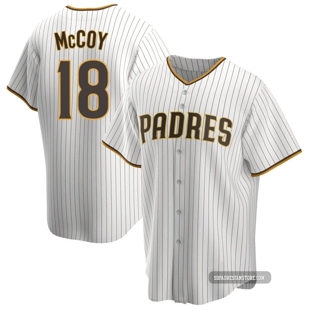San Diego Padres ＃18 Mason McCoy Youth White/Brown Replica Home Jersey