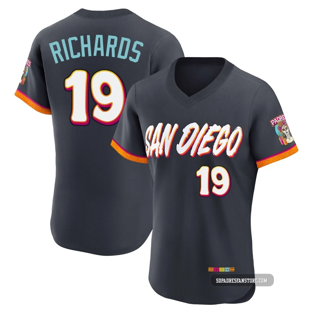 San Diego Padres ＃19 Gene Richards Men's Authentic Obsidian 2026 City Connect Stadium Jersey