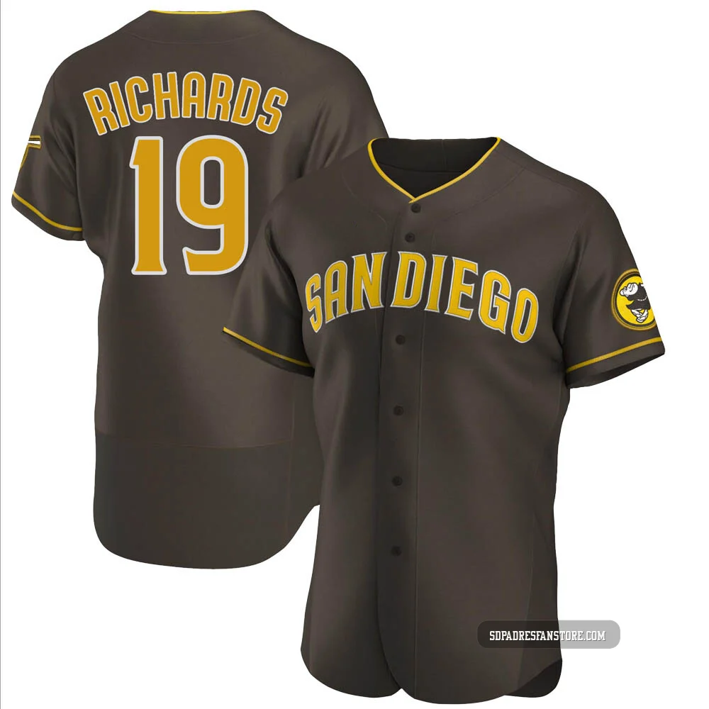 San Diego Padres ＃19 Gene Richards Men's Brown Authentic Road Jersey