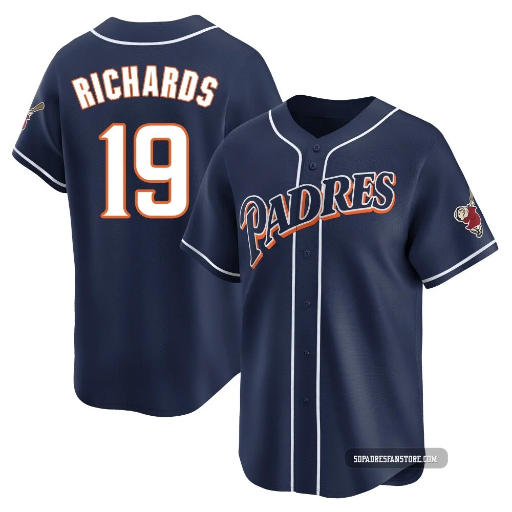 San Diego Padres ＃19 Gene Richards Men's Navy Limited Cooperstown Collection Jersey