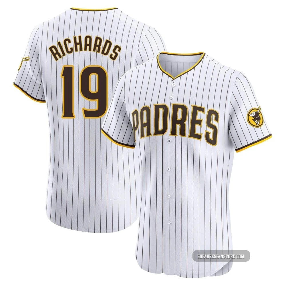 San Diego Padres ＃19 Gene Richards Men's White Elite Home Jersey