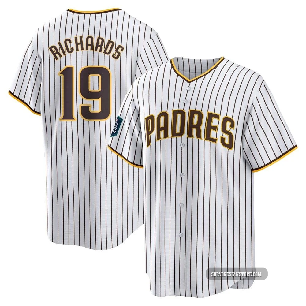 San Diego Padres ＃19 Gene Richards Men's White Replica 2024 World Tour Seoul Series Home Jersey