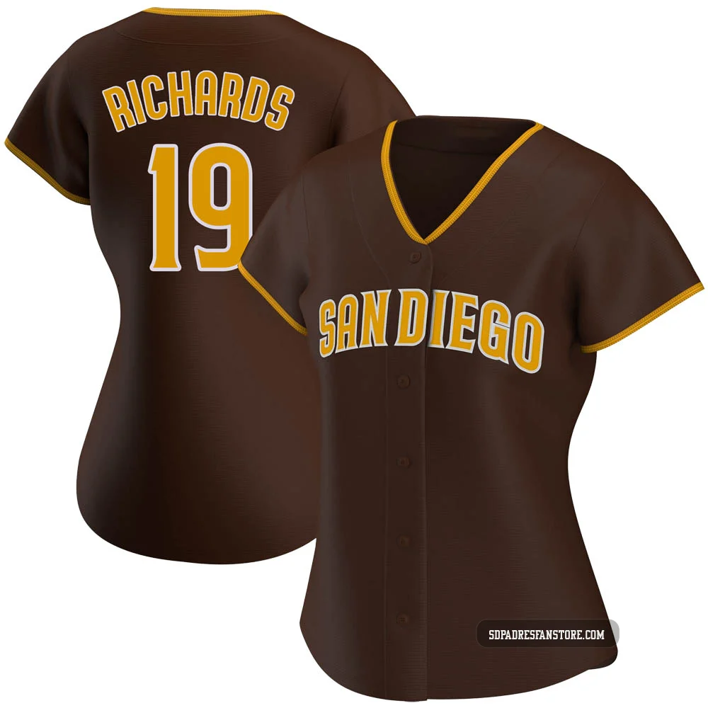 San Diego Padres ＃19 Gene Richards Women's Brown Authentic Road Jersey