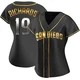 San Diego Padres ＃19 Gene Richards Women's Gold Replica Black en Alternate Jersey