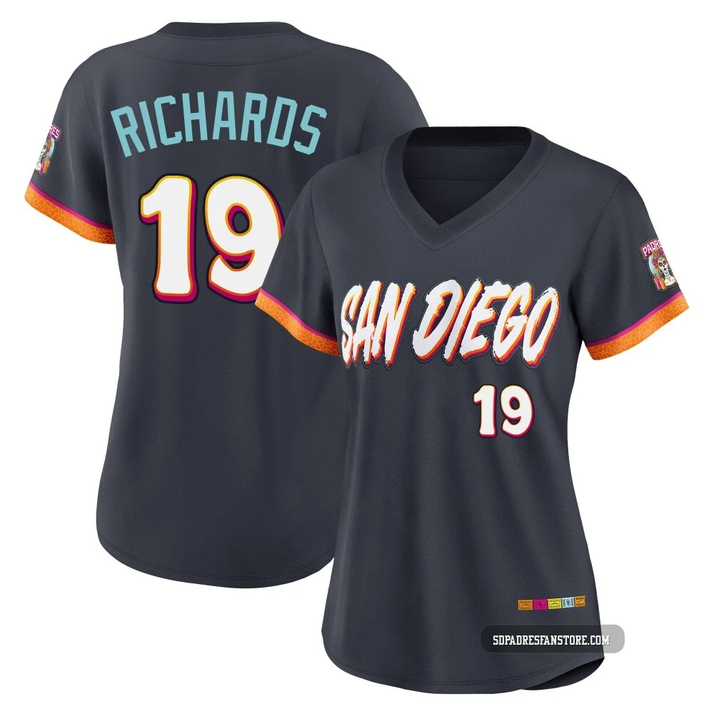 San Diego Padres ＃19 Gene Richards Women's Limited Obsidian 2026 City Connect Stadium Jersey