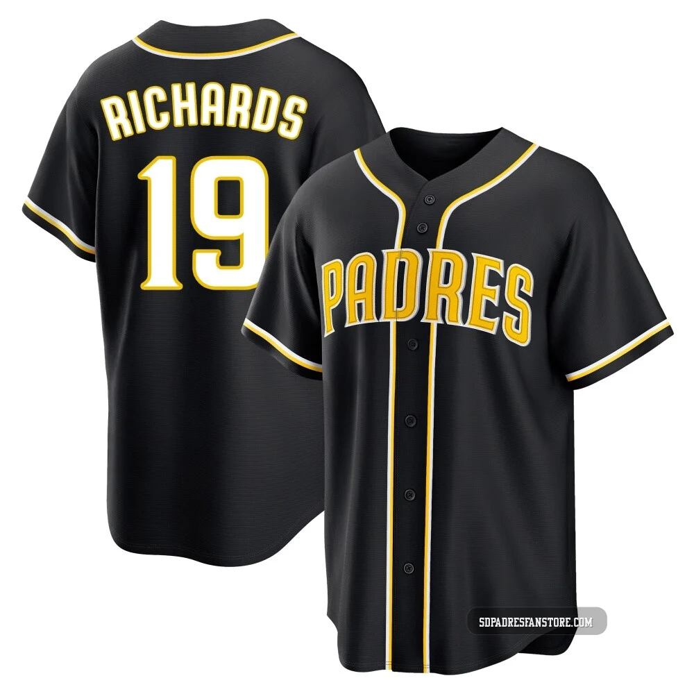 San Diego Padres ＃19 Gene Richards Youth Black Replica Fashion Out Jersey