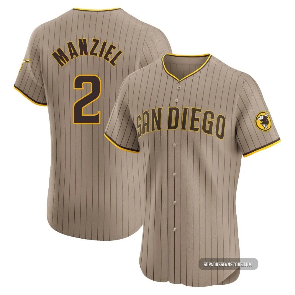 San Diego Padres ＃2 Johnny Manziel Men's Brown Elite Alternate Jersey