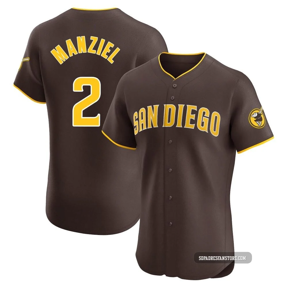 San Diego Padres ＃2 Johnny Manziel Men's Brown Elite Road Vapor Premier Jersey