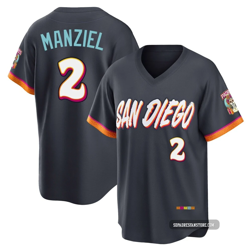 San Diego Padres ＃2 Johnny Manziel Men's Limited Obsidian 2026 City Connect Stadium Jersey