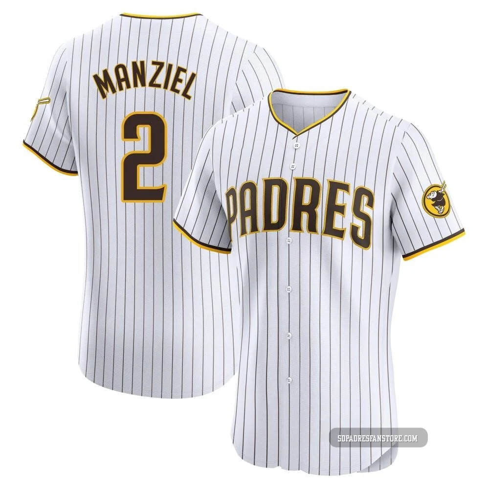 San Diego Padres ＃2 Johnny Manziel Men's White Elite Home Jersey