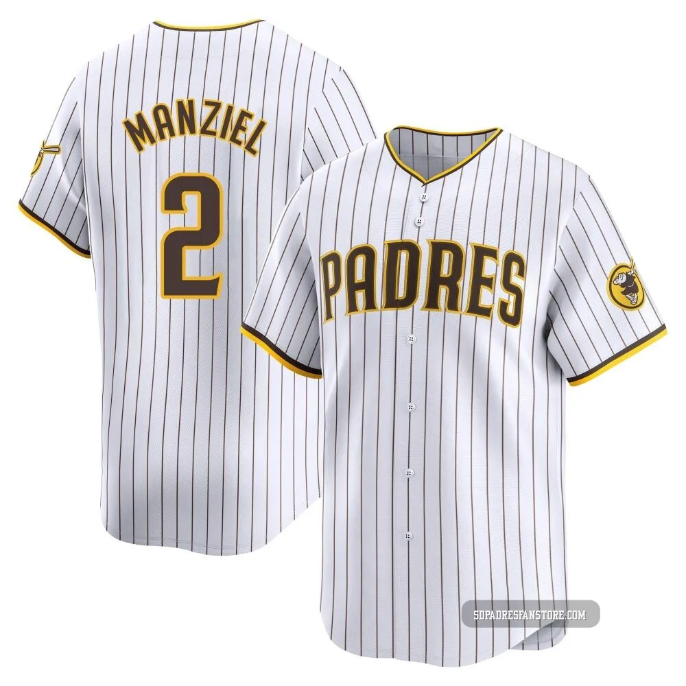 San Diego Padres ＃2 Johnny Manziel Men's White Limited Home Jersey