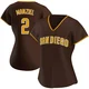 San Diego Padres ＃2 Johnny Manziel Women's Brown Replica Road Jersey