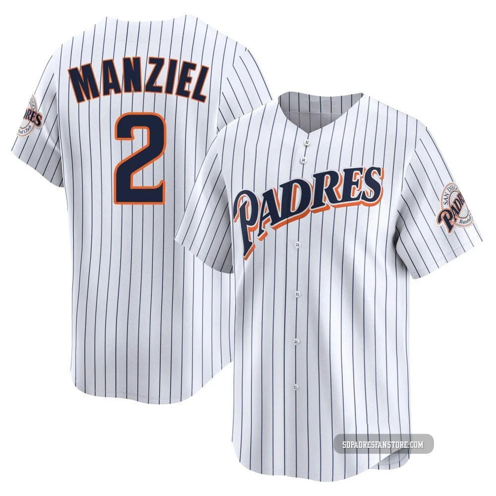 San Diego Padres ＃2 Johnny Manziel Youth White Limited Cooperstown Collection Jersey