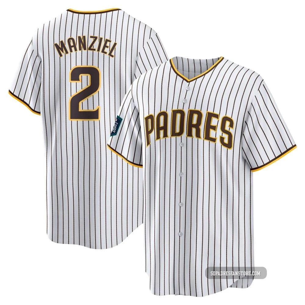 San Diego Padres ＃2 Johnny Manziel Youth White Replica 2024 World Tour Seoul Series Home Jersey