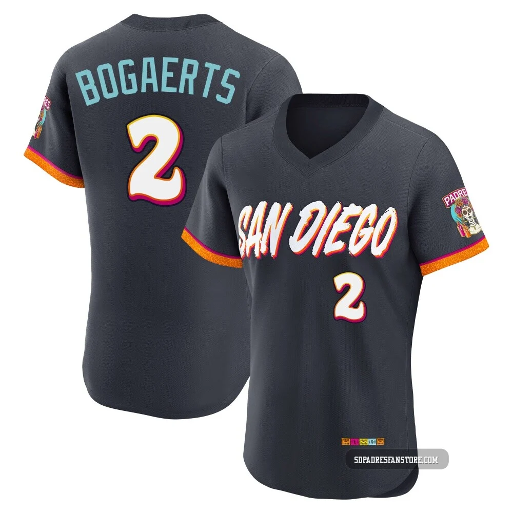 San Diego Padres ＃2 Xander Bogaerts Men's Authentic Obsidian 2026 City Connect Stadium Jersey