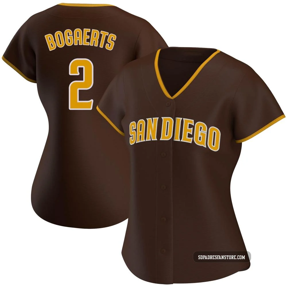 San Diego Padres ＃2 Xander Bogaerts Women's Brown Replica Road Jersey