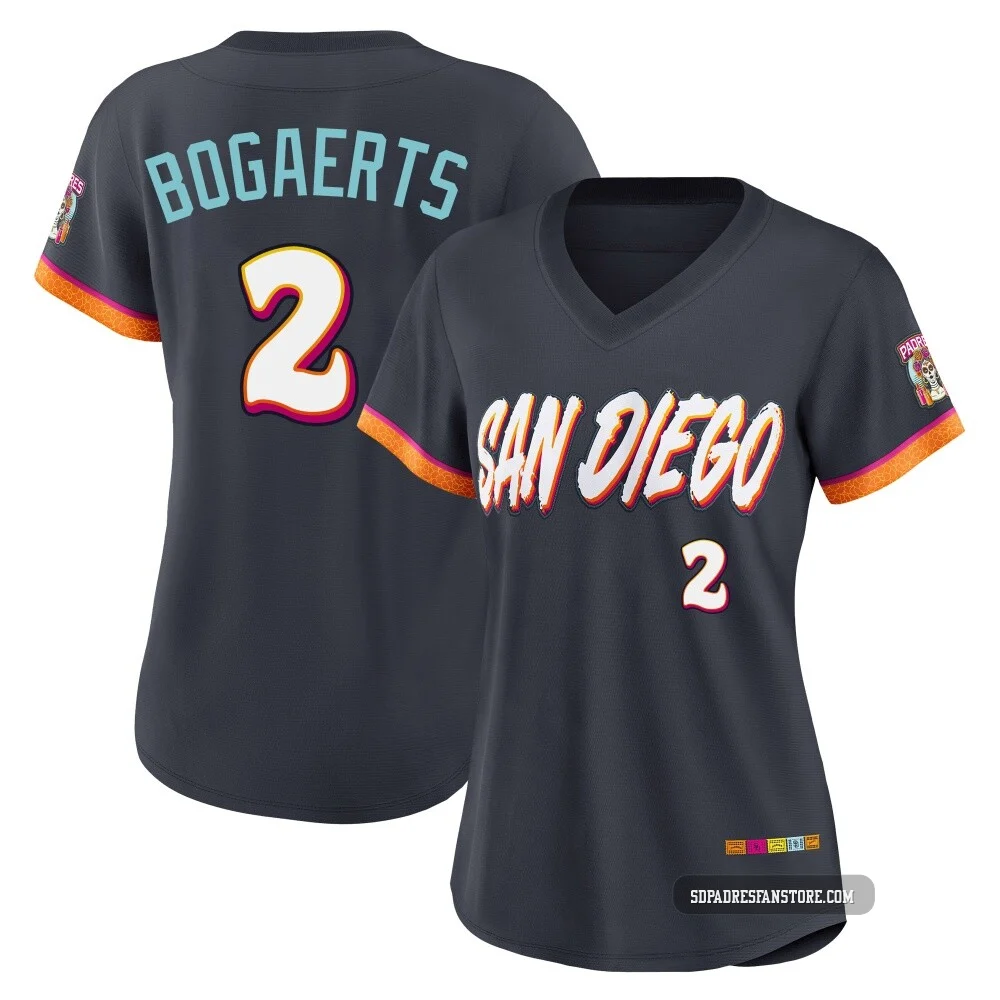 San Diego Padres ＃2 Xander Bogaerts Women's Limited Obsidian 2026 City Connect Stadium Jersey