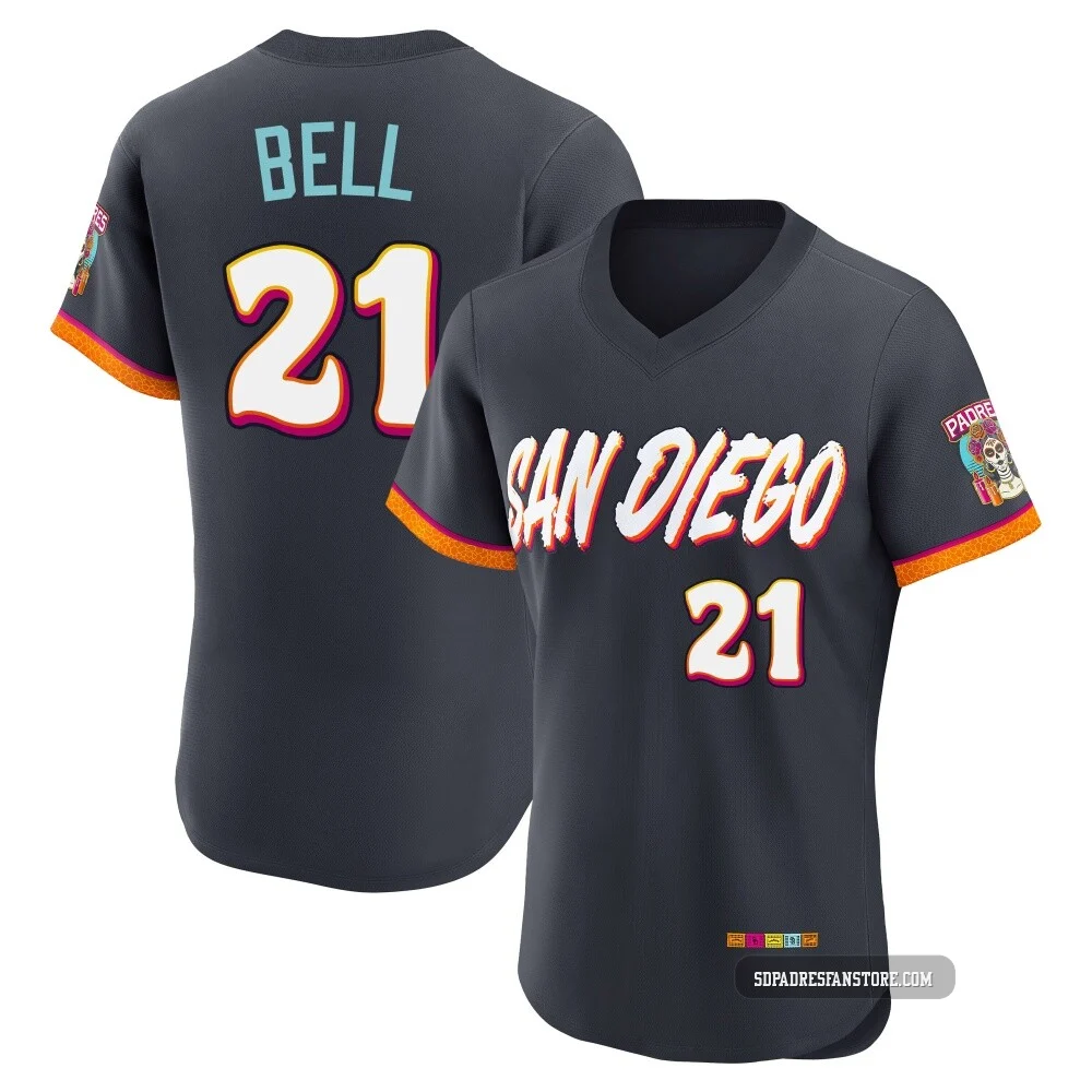 San Diego Padres ＃21 Heath Bell Men's Authentic Obsidian 2026 City Connect Stadium Jersey