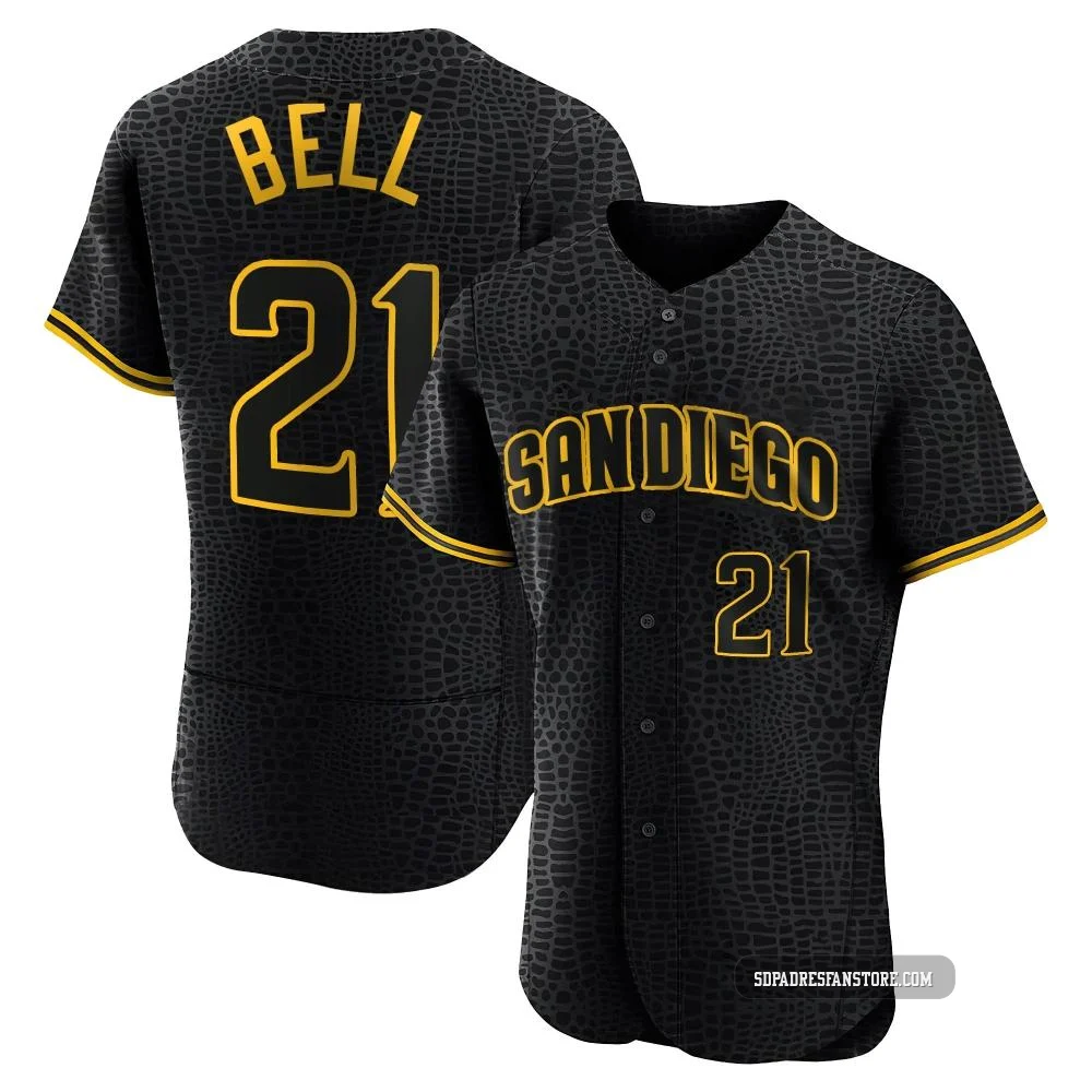 San Diego Padres ＃21 Heath Bell Men's Black Authentic Snake Skin City Jersey
