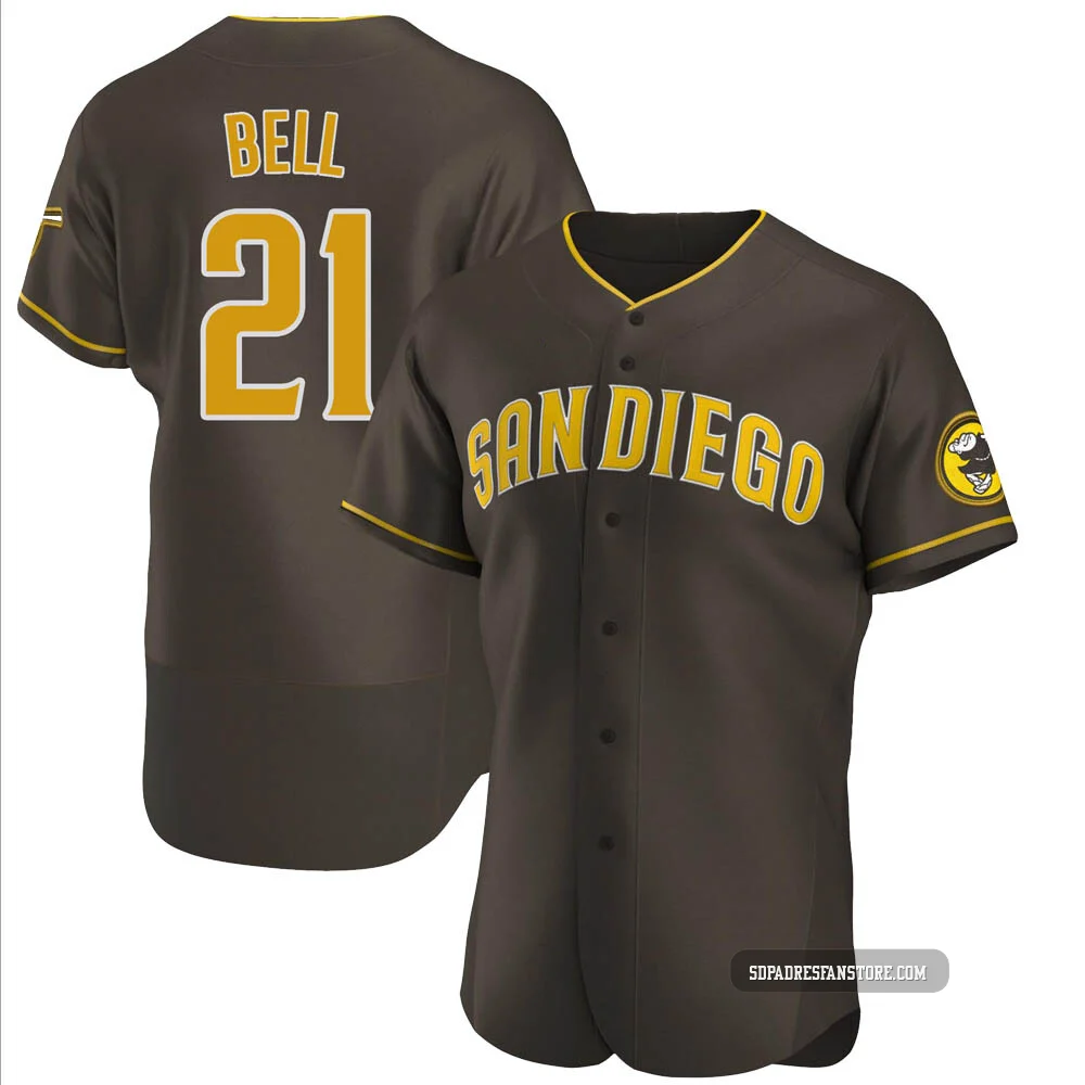 San Diego Padres ＃21 Heath Bell Men's Brown Authentic Road Jersey