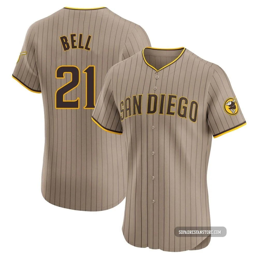 San Diego Padres ＃21 Heath Bell Men's Brown Elite Alternate Jersey