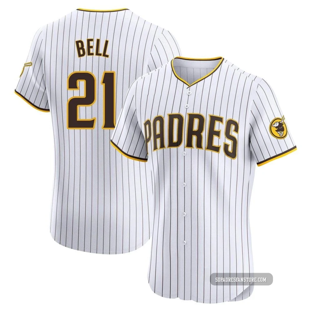 San Diego Padres ＃21 Heath Bell Men's White Elite Home Jersey