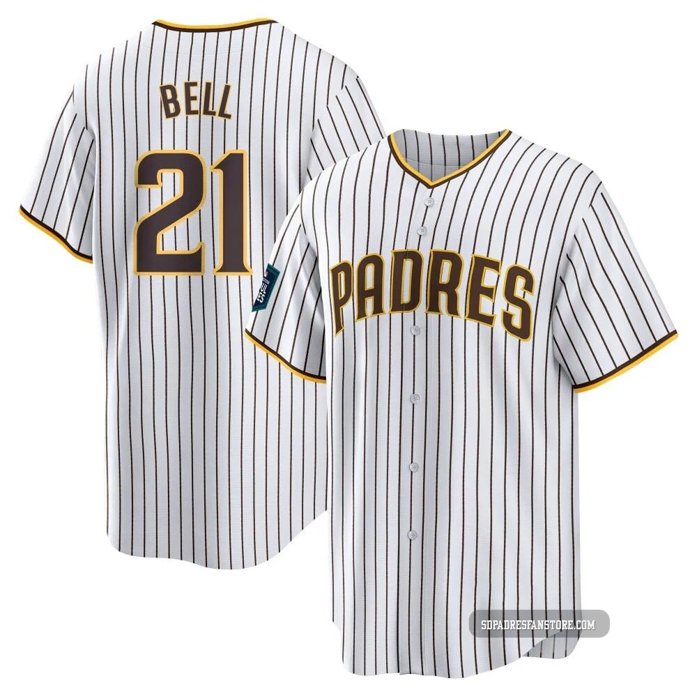 San Diego Padres ＃21 Heath Bell Men's White Replica 2024 World Tour Seoul Series Home Jersey