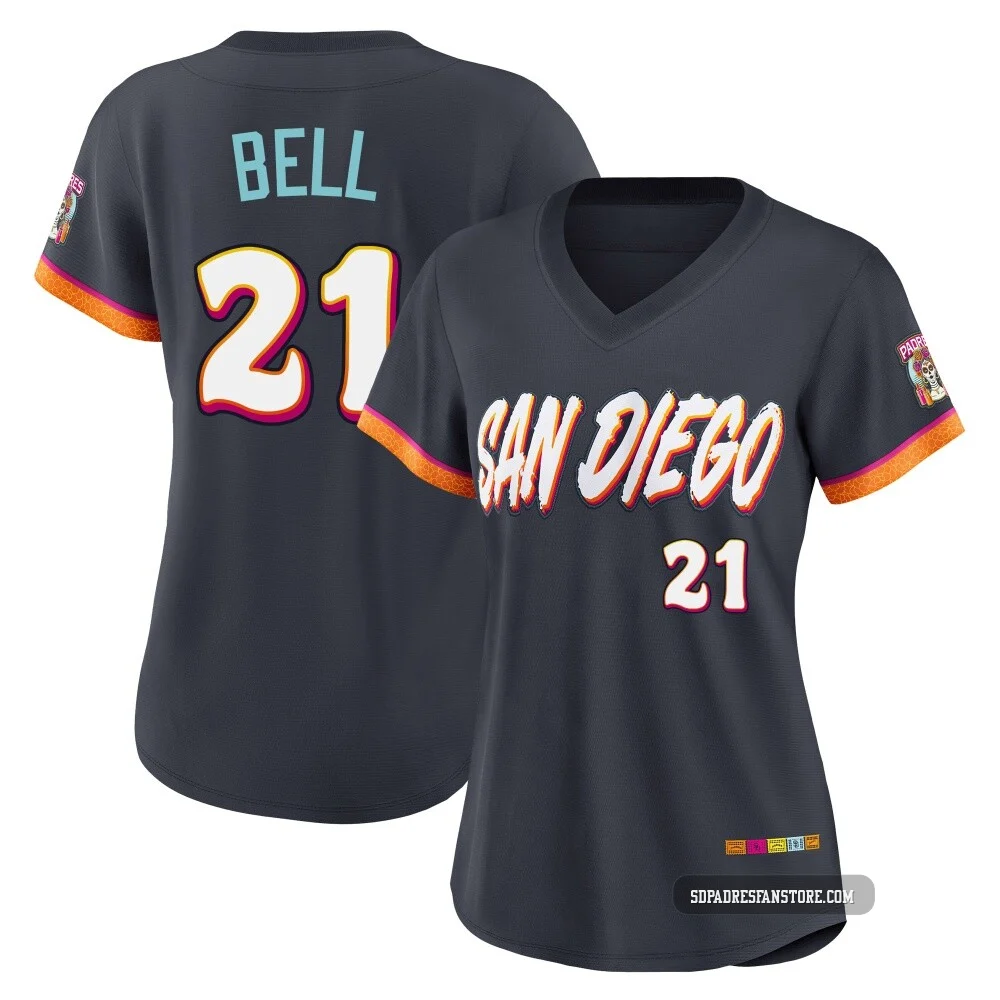 San Diego Padres ＃21 Heath Bell Women's Limited Obsidian 2026 City Connect Stadium Jersey