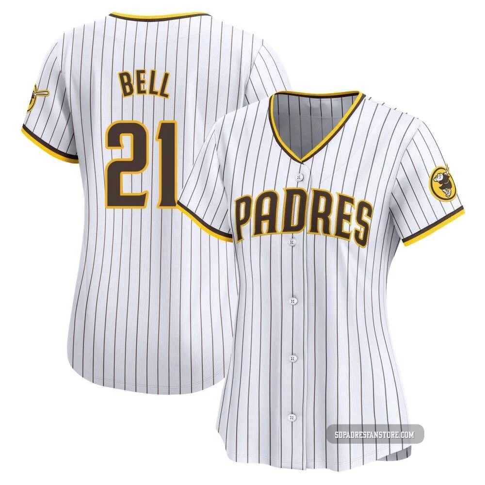 San Diego Padres ＃21 Heath Bell Women's White Limited Home Jersey