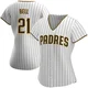 San Diego Padres ＃21 Heath Bell Women's White/Brown Replica Home Jersey