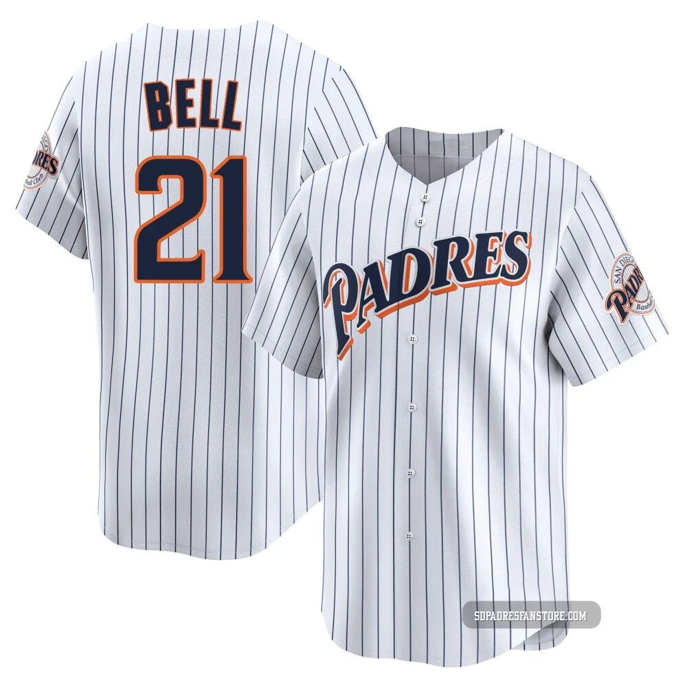San Diego Padres ＃21 Heath Bell Youth White Limited Cooperstown Collection Jersey