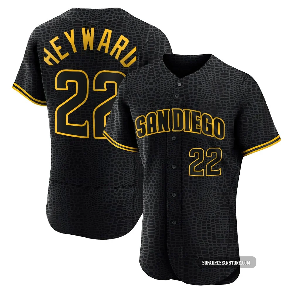 San Diego Padres ＃22 Jason Heyward Men's Black Authentic Snake Skin City Jersey
