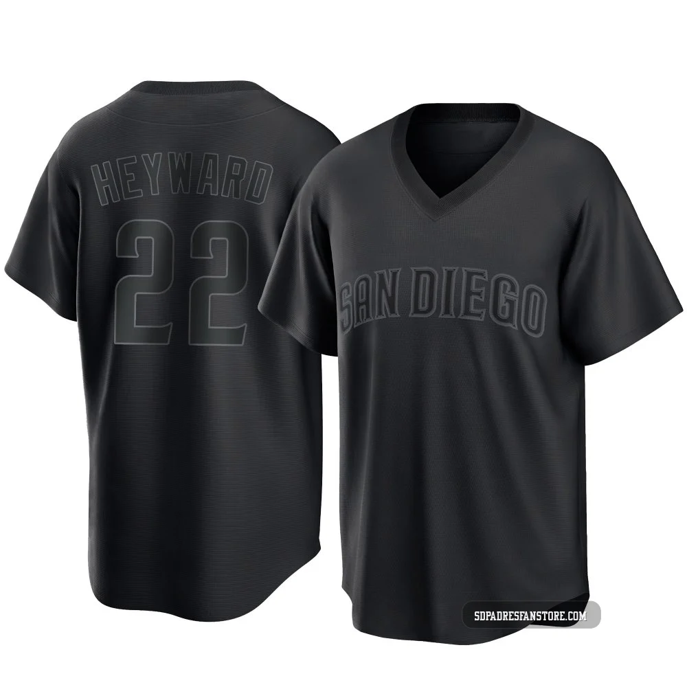 San Diego Padres ＃22 Jason Heyward Men's Black Replica Pitch Fashion Jersey
