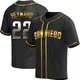 San Diego Padres ＃22 Jason Heyward Men's Gold Replica Black en Alternate Jersey