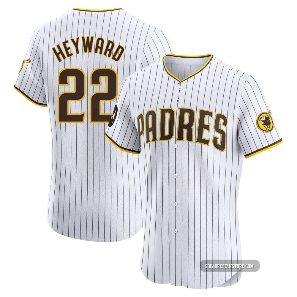 San Diego Padres ＃22 Jason Heyward Men's White Elite Home Patch Jersey