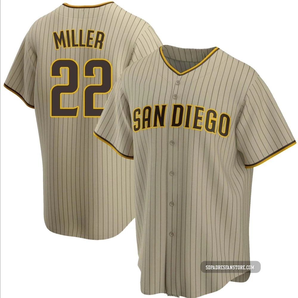 San Diego Padres ＃22 Mason Miller Men's Sand/Brown Replica Alternate Jersey