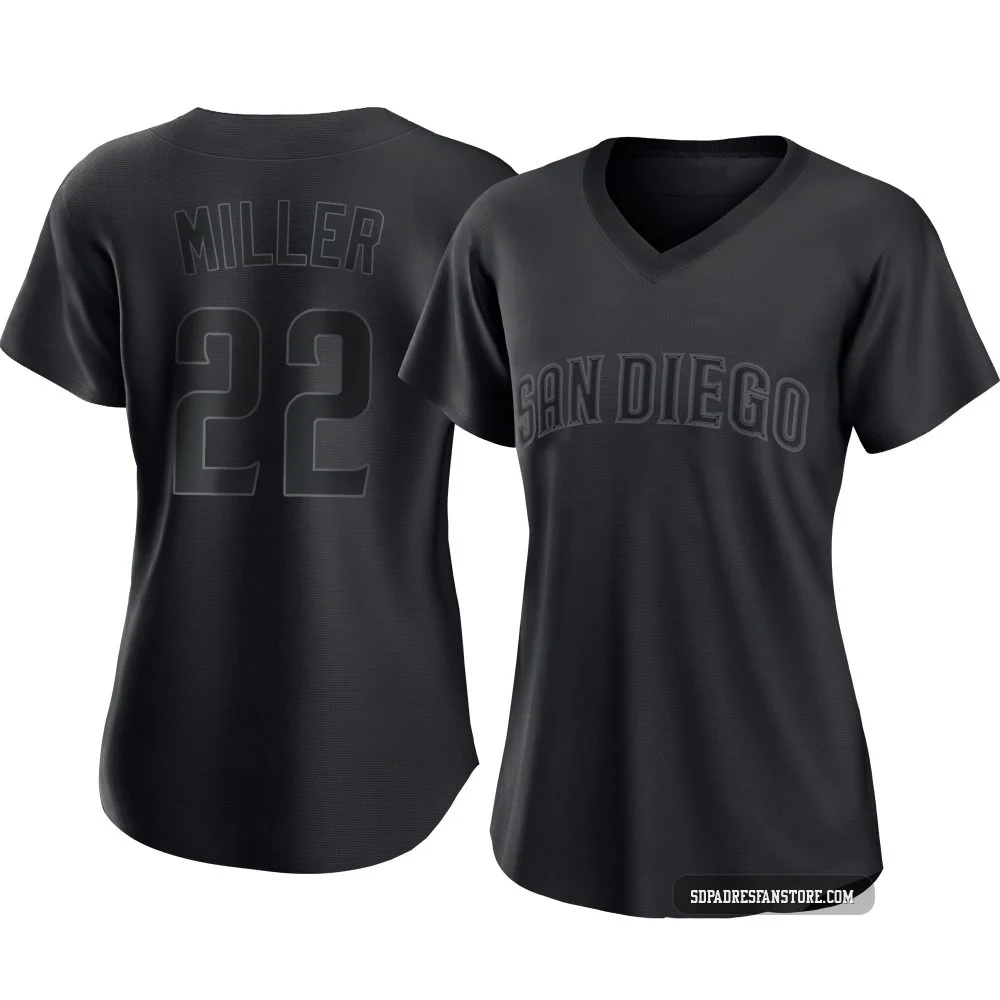 San Diego Padres ＃22 Mason Miller Women's Black Authentic Pitch Fashion Jersey