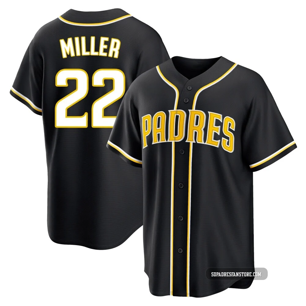 San Diego Padres ＃22 Mason Miller Youth Black Replica Fashion Out Jersey