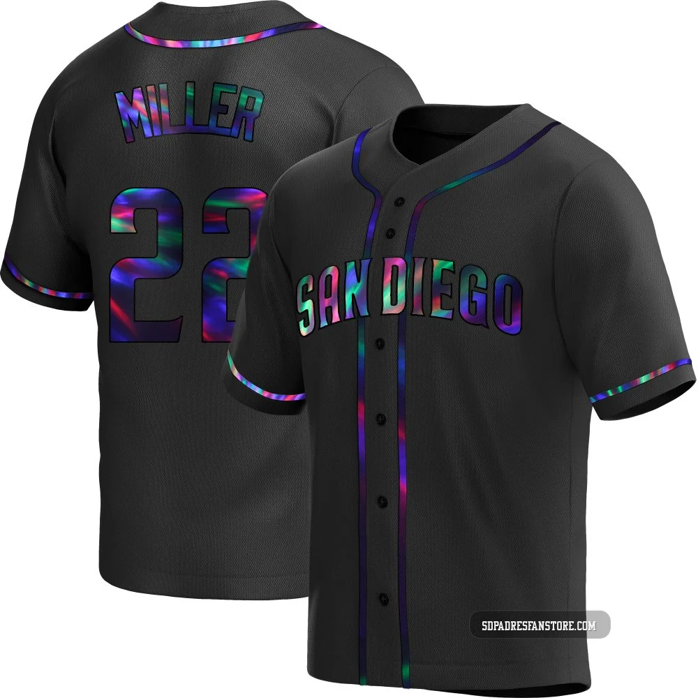 San Diego Padres ＃22 Mason Miller Youth Black Replica Holographic Alternate Jersey