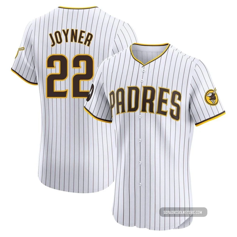 San Diego Padres ＃22 Wally Joyner Men's White Elite Home Patch Jersey