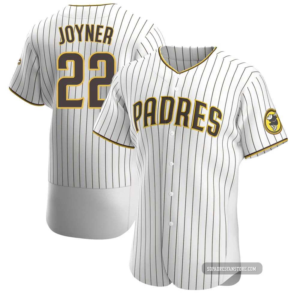 San Diego Padres ＃22 Wally Joyner Men's White/Brown Authentic Home Jersey