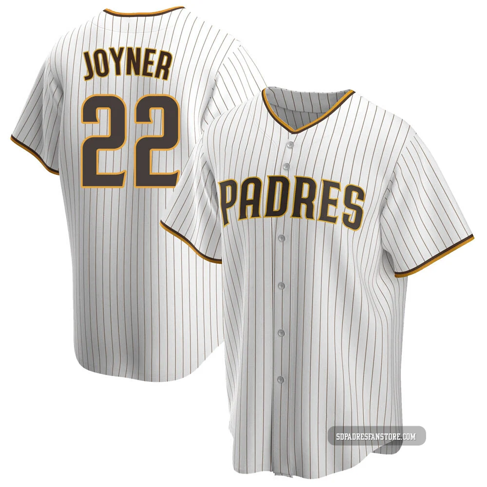 San Diego Padres ＃22 Wally Joyner Men's White/Brown Replica Home Jersey