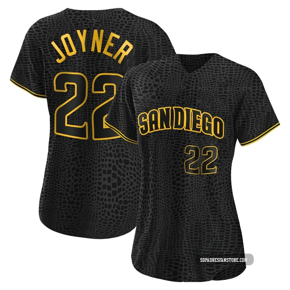 San Diego Padres ＃22 Wally Joyner Women's Black Authentic Snake Skin City Jersey