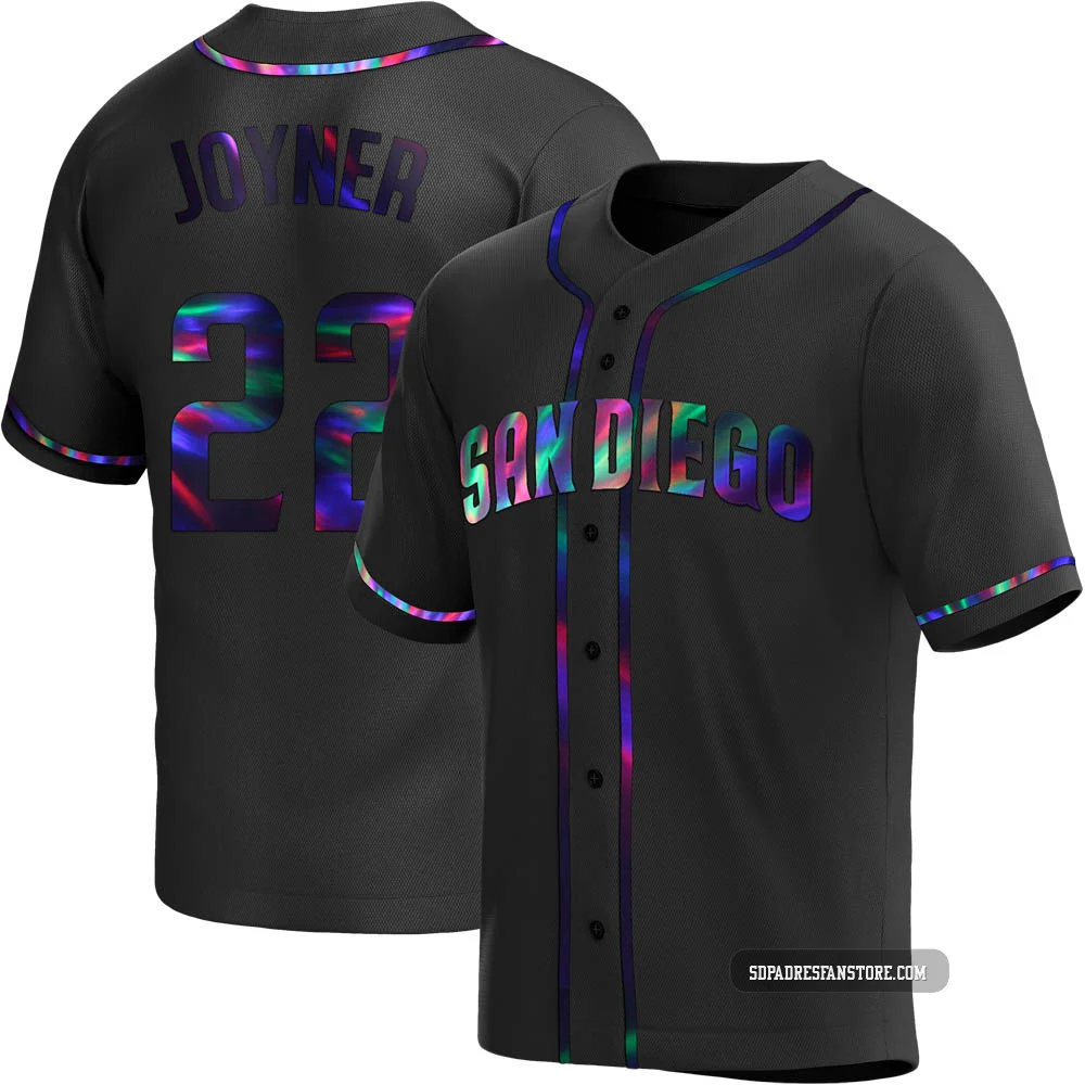San Diego Padres ＃22 Wally Joyner Youth Black Replica Holographic Alternate Jersey