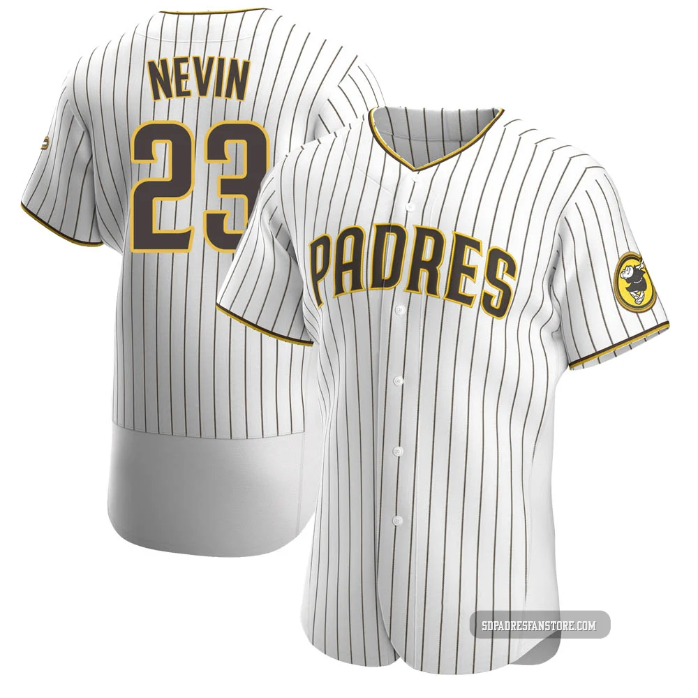 San Diego Padres ＃23 Phil Nevin Men's White/Brown Authentic Home Jersey