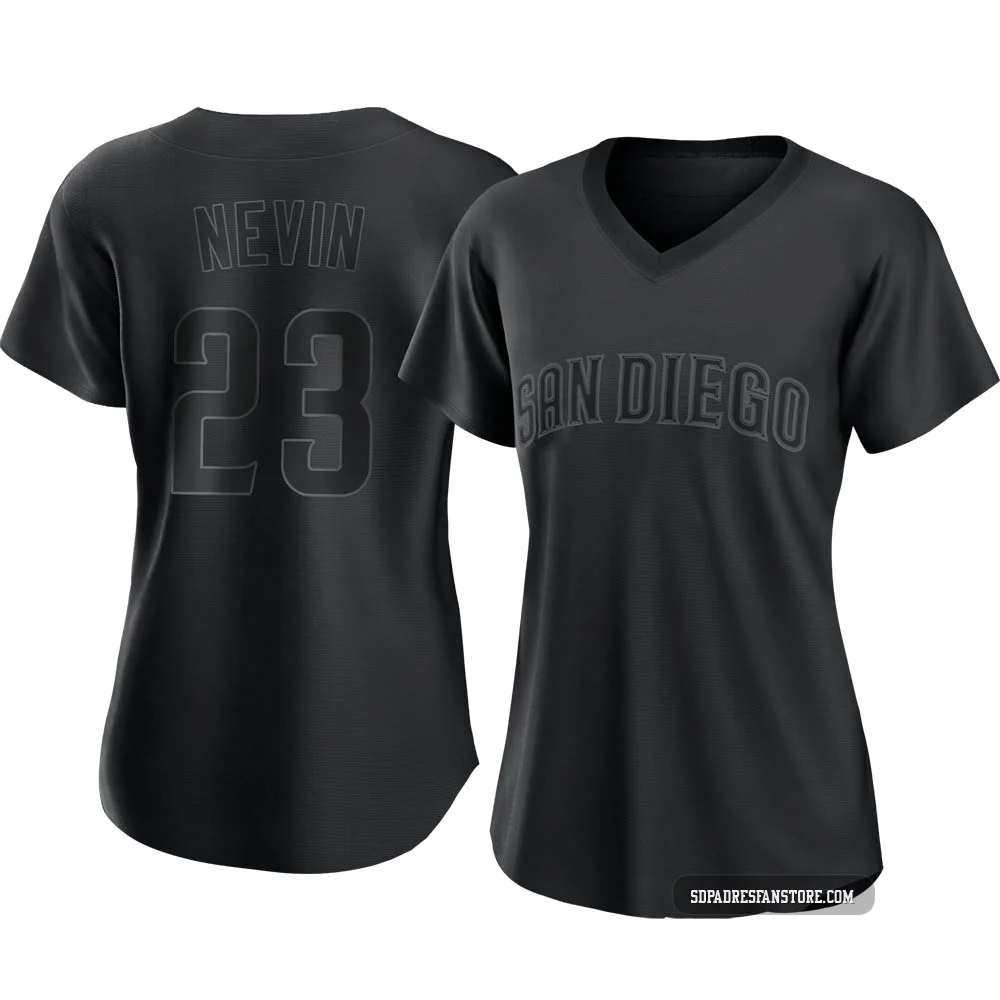 San Diego Padres ＃23 Phil Nevin Women's Black Authentic Pitch Fashion Jersey