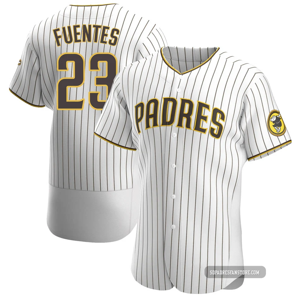 San Diego Padres ＃23 Tito Fuentes Men's White/Brown Authentic Home Jersey